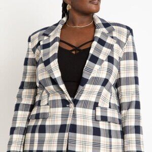 eloquii long plaid blazer